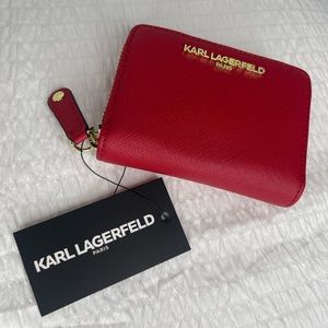 KARL LAGERFELD red wallet card holder  NEW